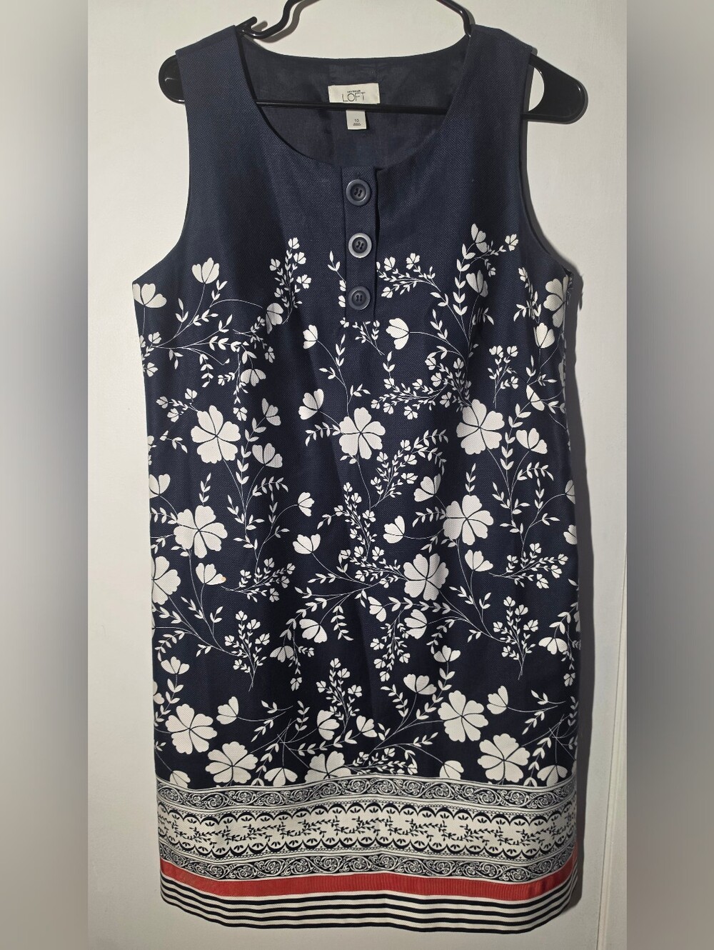 LOFT Navy Dress with White Floral Print